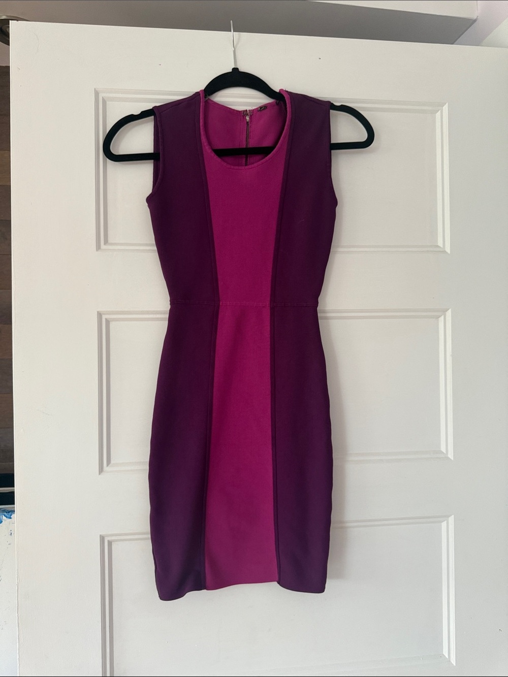 BCBGMaxAzria Magenta and Plum Panel Midi Dress